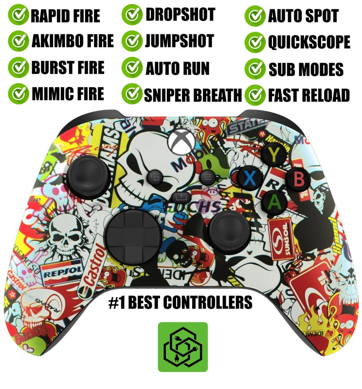 Sticker Bomb Silent Modz Rapid Fire Modded Controller for Xbox Series X S