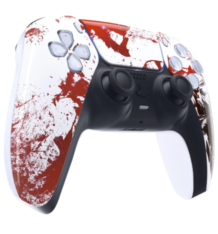 Blood Red Zombie Faceplate Modded Shell Case For PlayStation 5 Controller PS5