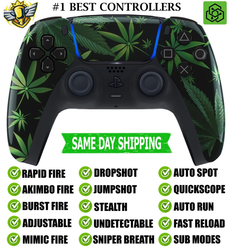 Green Weeds Silent Modz New Rapid Fire Mod Wireless Modded Controller for PS5