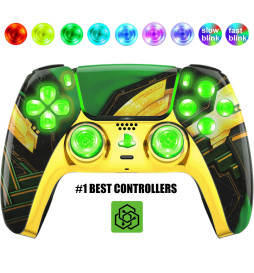 Gold Ragnar Silent Modz LED Light-Up Buttons Wireless Custom Controller for PS5