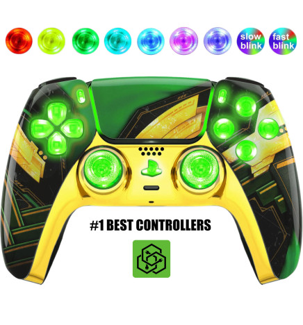Gold Ragnar Silent Modz LED Light-Up Buttons Wireless Custom Controller for PS5