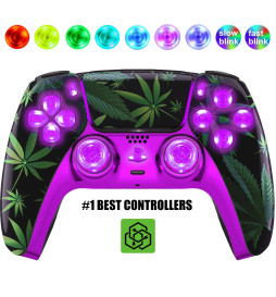 Purple Haze Silent Modz LED Light-Up Buttons Wireless Custom Controller for PS5
