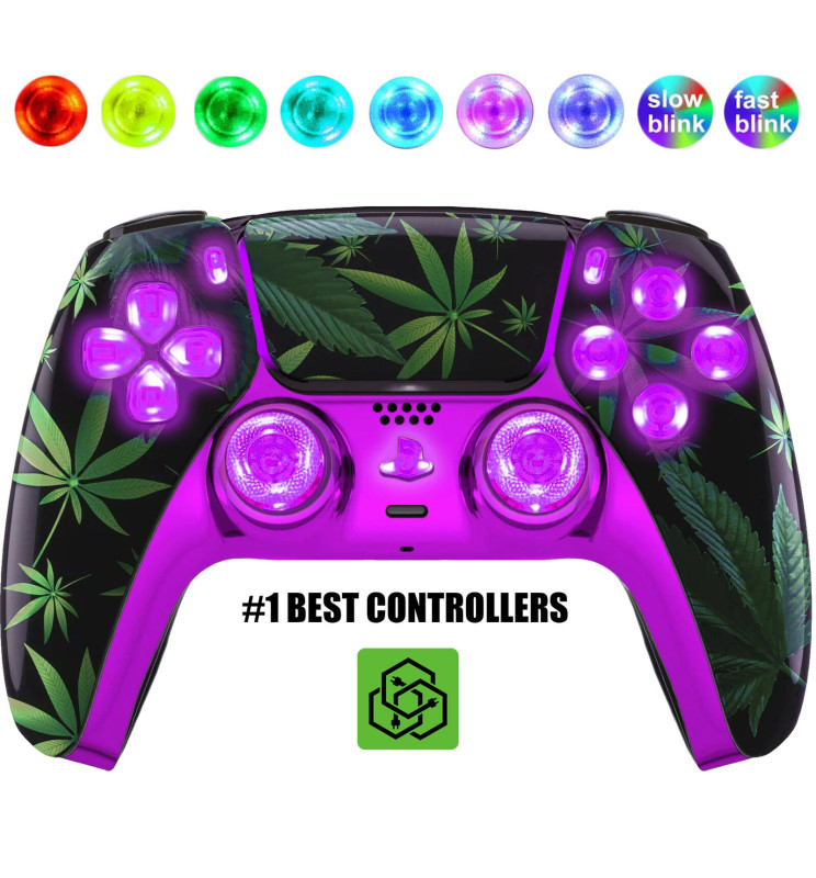 Purple Haze Silent Modz LED Light-Up Buttons Wireless Custom Controller for PS5