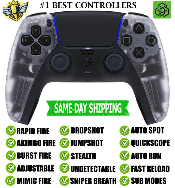 Crystal Clear Silent Modz New Rapid Fire Mod Wireless Modded Controller for PS5