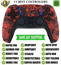 Red Skulls Silent Modz New Rapid Fire Mod Wireless Modded Controller for PS5