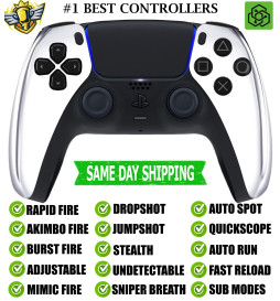 Silver Chrome Silent Modz New Rapid Fire Wireless Modded Controller for PS5