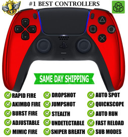 Red Chrome Silent Modz New Rapid Fire Best Wireless Modded Controller for PS5