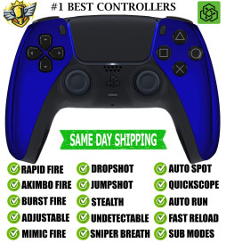 Blue Chrome Silent Modz New Rapid Fire Best Wireless Modded Controller for PS5