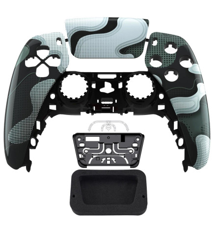Glossy White Black Camo Faceplate Shell for PlayStation 5 for PS5 Controller