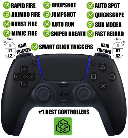 Black Pro Competition Smart Click Hair Triggers Best Modded Controller for PS5