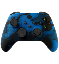Blue Black Camo Soft Touch Faceplate Shell Case For Xbox Series X/S Controller