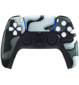 Glossy White Black Camo Faceplate Shell for PlayStation 5 for PS5 Controller