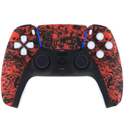 Soft Touch Crazy Red Skull Faceplate Shell for PlayStation 5 for PS5 Controller