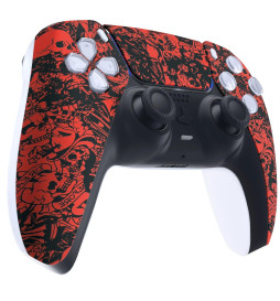 Soft Touch Crazy Red Skull Faceplate Shell for PlayStation 5 for PS5 Controller