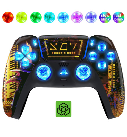 Cyber Plague Silent Modz LED Light-Up Buttons Wireless Custom Controller for PS5