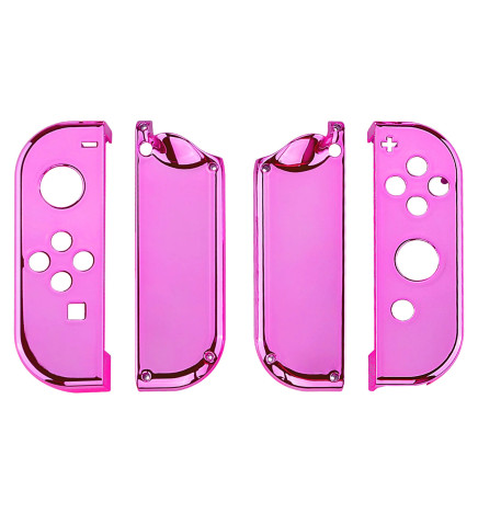 Glossy Shine Pink Chrome Front + Back Shells for Nintendo Switch Joycon & OLED