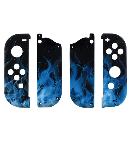 Soft Touch Blue Flames Front + Back Shells for Nintendo Switch Joycon & OLED