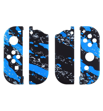 Soft Touch Blue Splash Front + Back Shells for Nintendo Switch Joycon & OLED