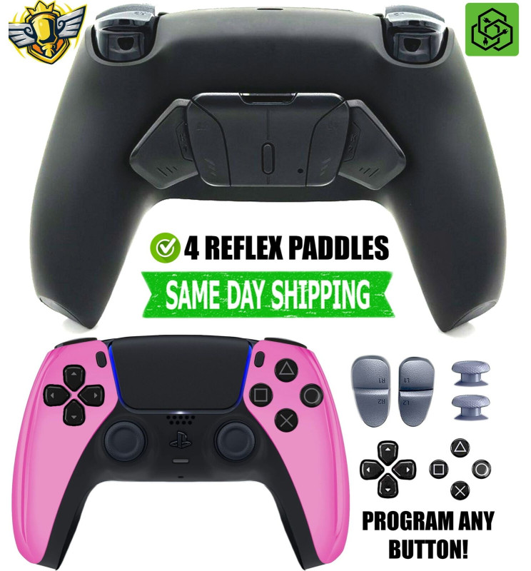 Pink Chrome Pro 4-Paddle PS5 Controller | Silent Mines