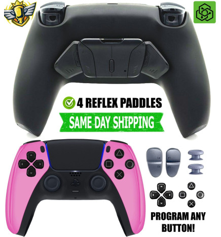 Pink Chrome Pro 4-Paddle PS5 Controller | Silent Mines
