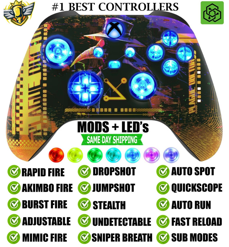 MODS + LEDs Cyber Rapid Fire Wireless Modded Controller for Xbox Series X S