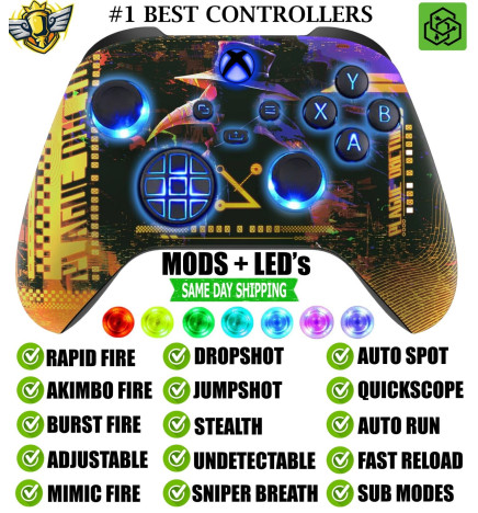 MODS + LEDs Cyber Black Blue Rapid Fire Modded Controller for Xbox Series X S