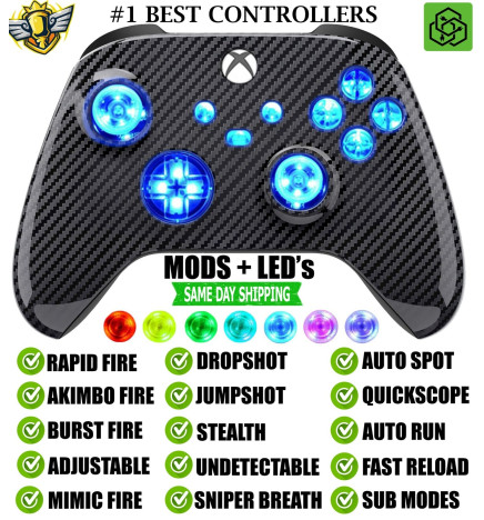 MODS + LEDs Carbon Fiber Rapid Fire Modded Controller for Xbox Series X S