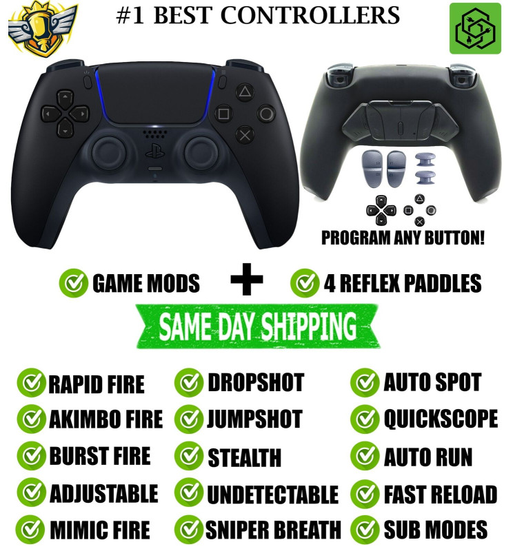 Soft Red Click Triggers + V4 Modded + 4 Paddles Silent Modz Controller for PS5