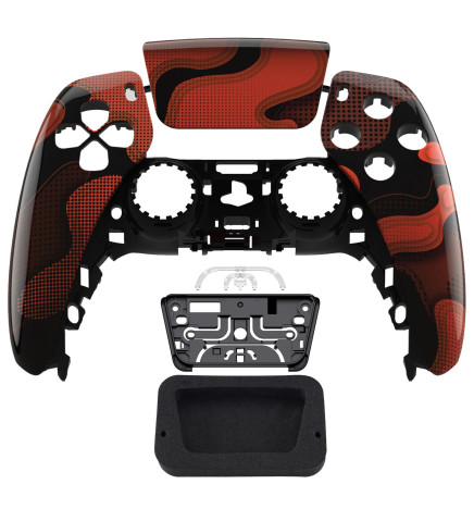 Glossy Red Black Camo Faceplate Shell Case compatible with PS5 Controller
