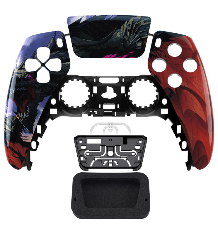Glossy Roaring Dragon Faceplate Front Shell Case compatible with PS5 Controller
