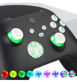 7 LED Lights DIY Kit White Buttons + Thumbsticks For Xbox Series X S Controller