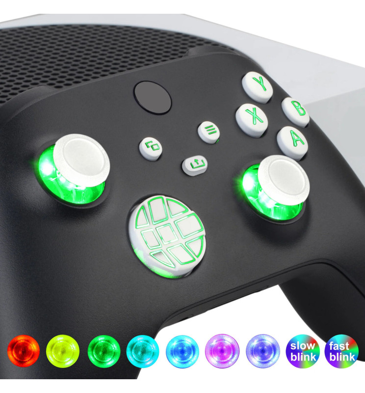 7 LED Lights DIY Kit White Buttons + Thumbsticks For Xbox Series X S Controller