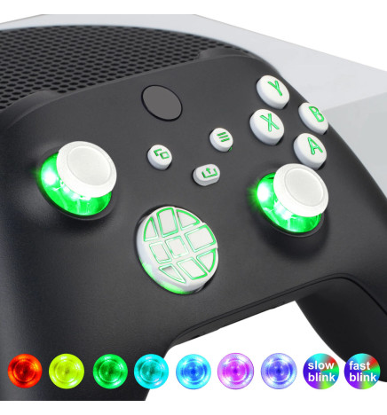 7 LED Lights DIY Kit White Buttons + Thumbsticks For Xbox Series X S Controller