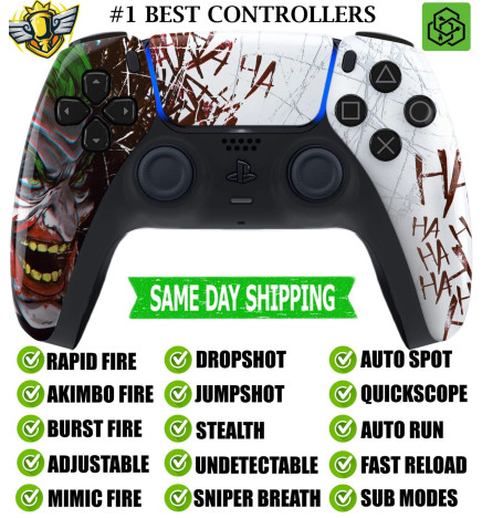 Glossy HAHAHA Clown Silent Modz Rapid Fire Wireless Modded Controller for PS5