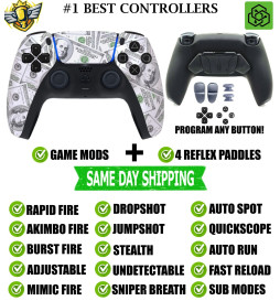 Soft Big Money Pro V4 Modded + 4 Paddles Silent Modz Wireless Controller for PS5