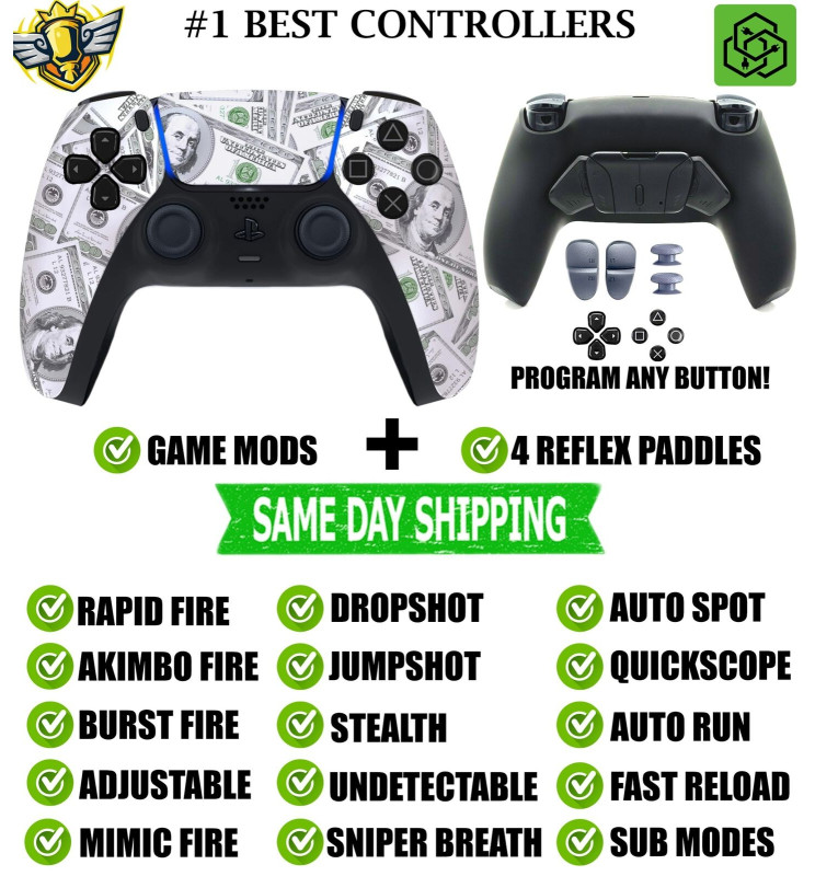 Soft Big Money Pro V4 Modded + 4 Paddles Silent Modz Wireless Controller for PS5