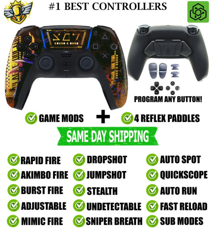 Cyber Plague Pro V4 Modded + 4 Paddles Silent Modz Wireless Controller for PS5