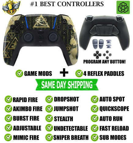 Eye of the God Pro V4 Modded + 4 Paddles Silent Modz Wireless Controller for PS5