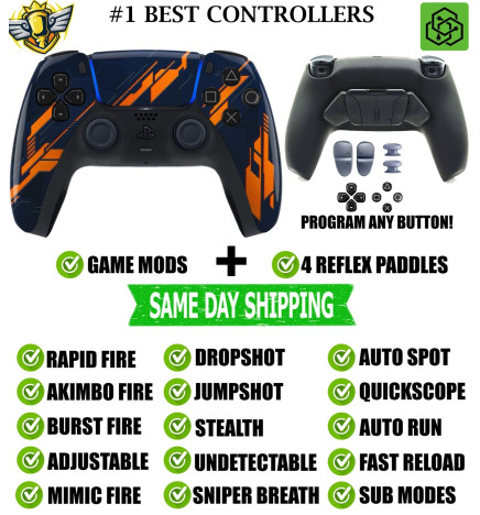 Glow in the Dark Mecha Pro V4 Modded+4 Paddles Silent Modz Controller for PS5
