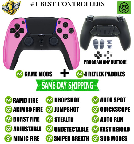 Pink Chrome Pro V4 Modded+4 Paddles Silent Modz Wireless Controller for PS5
