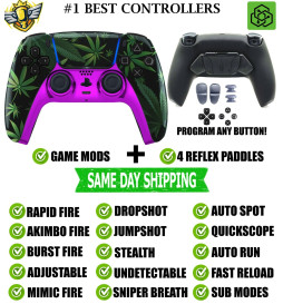 Purple Haze Pro V4 Modded+4 Paddles Silent Modz Wireless Controller for PS5