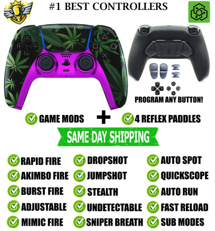 Purple Haze Pro V4 Modded+4 Paddles Silent Modz Wireless Controller for PS5