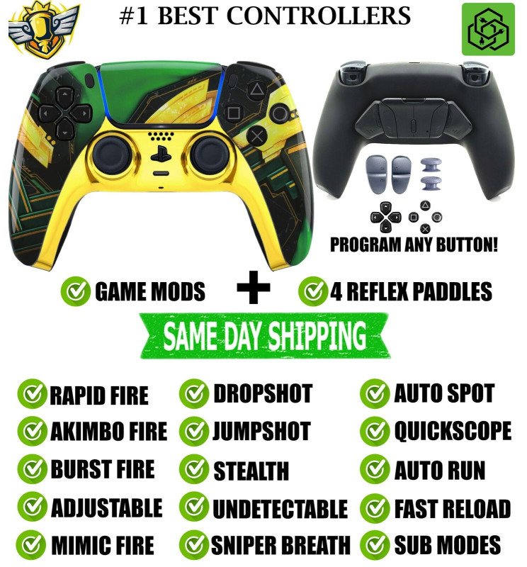 Gold Ragnarök Pro V4 Modded+4 Paddles Silent Modz Wireless Controller for PS5