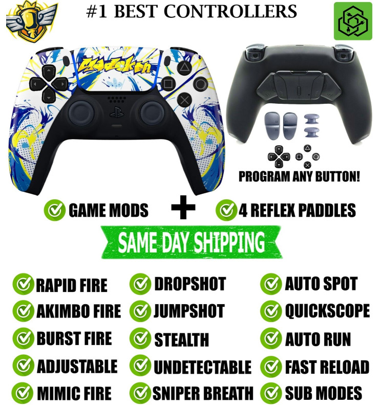 Street Graffiti Pro V4 Modded+4 Paddles Silent Modz Wireless Controller for PS5