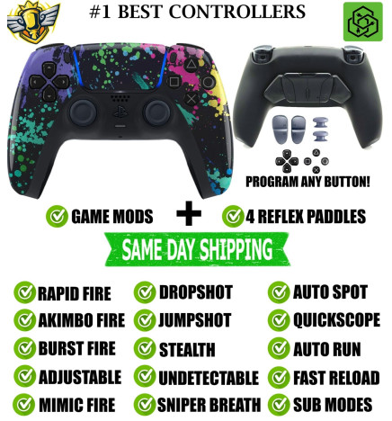 Water Color Pro V4 Modded+4 Paddles Silent Modz Wireless Controller for PS5