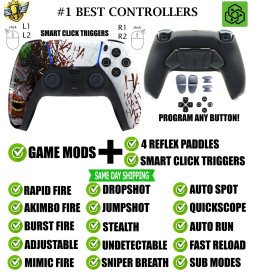 HA HA HA Click Triggers + V4 Modded + 4 Paddles Silent Modz Controller for PS5