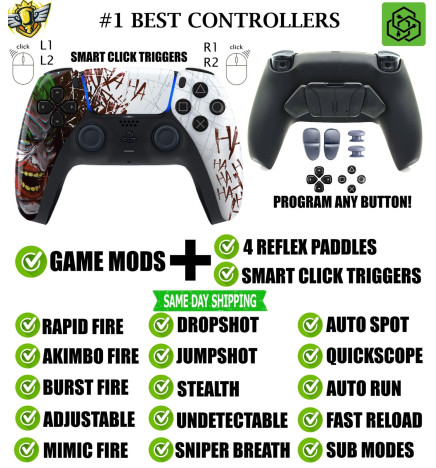 HA HA HA Click Triggers + V4 Modded + 4 Paddles Silent Modz Controller for PS5