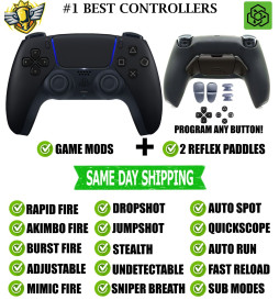 Black V2 Pro Modded + 2 Reflex Paddles New Silent Modz Controller for PS5 OEM