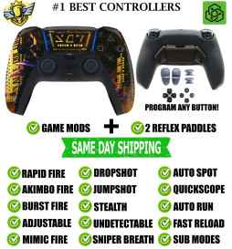 Cyber Plague V2 Pro Modded + 2 Reflex Paddles Silent Modz Controller for PS5 OEM