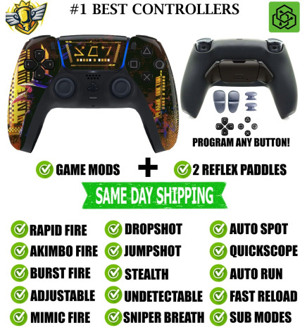 Cyber Plague V2 Pro Modded + 2 Reflex Paddles Silent Modz Controller for PS5 OEM